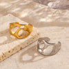 Wholesale Women's Stainless Steel Geometric Asymmetrical Specialshaped Open Ring 18K Goldplated