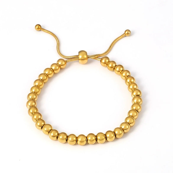 Wholesale Women's Stainless Steel Geometric Ball Pull Bracelet 18K Gold Plated Jewelry