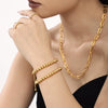 Wholesale Women's Stainless Steel Geometric Ball Pull Bracelet 18K Gold Plated Jewelry