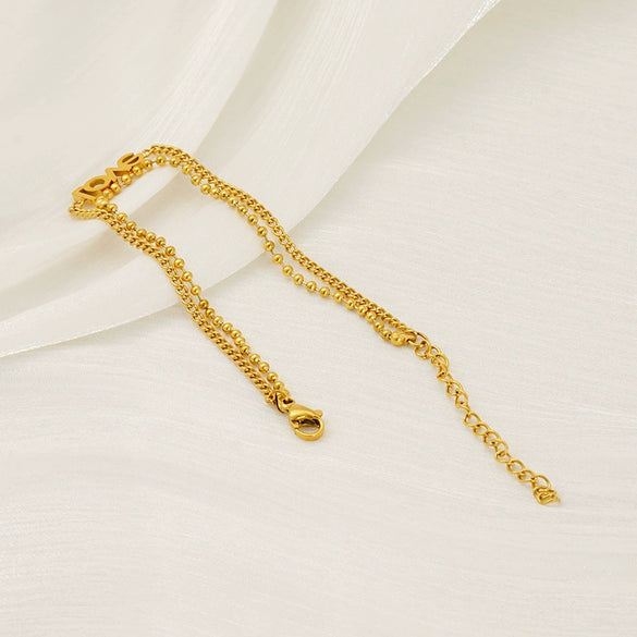 Wholesale Women's Stainless Steel Geometric Bead Bracelet With Love Pendant And Electroplating Design