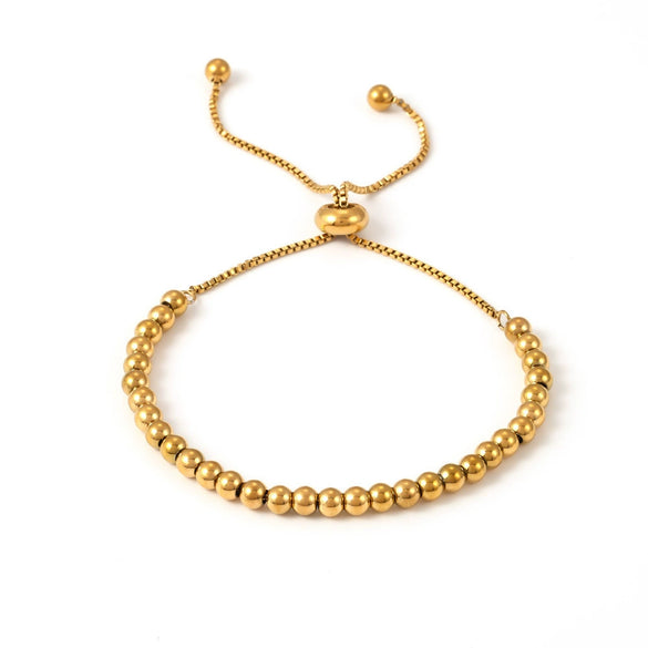 Wholesale Women's Stainless Steel Geometric Beaded Bracelet With Pvd Electroplated Joker Design