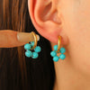 Wholesale Women's Stainless Steel Geometric Beaded Earrings With Electroplating