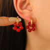 Wholesale Women's Stainless Steel Geometric Beaded Earrings With Electroplating