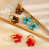 Wholesale Women's Stainless Steel Geometric Beaded Earrings With Electroplating