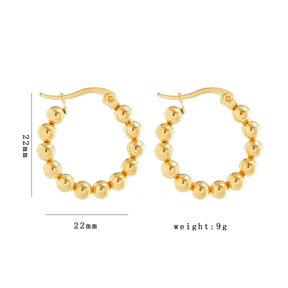 Wholesale Women's Stainless Steel Geometric Beaded Electroplated Earrings