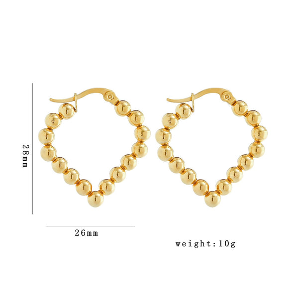 Wholesale Women's Stainless Steel Geometric Beaded Electroplated Earrings