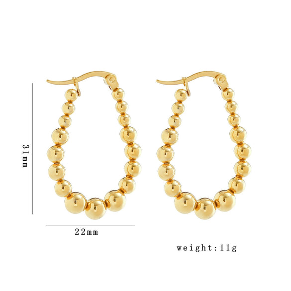 Wholesale Women's Stainless Steel Geometric Beaded Electroplated Earrings
