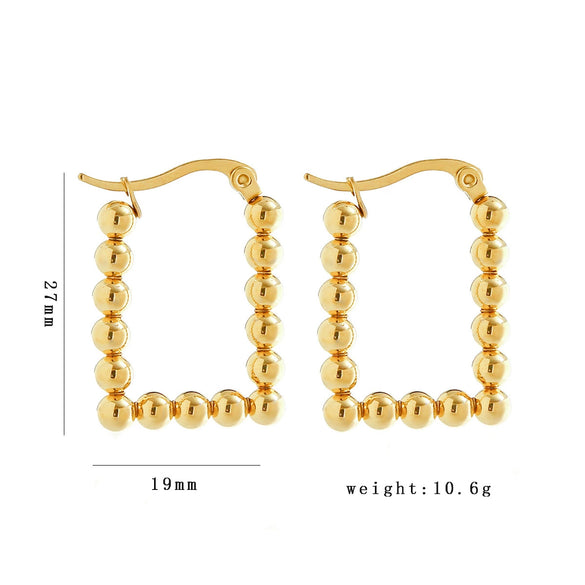 Wholesale Women's Stainless Steel Geometric Beaded Electroplated Earrings