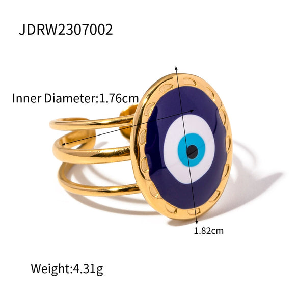 Wholesale Women's Stainless Steel Geometric Blue Eye Pendant Earrings With Electroplating Treatment