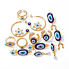 Wholesale Women's Stainless Steel Geometric Blue Eye Pendant Earrings With Electroplating Treatment