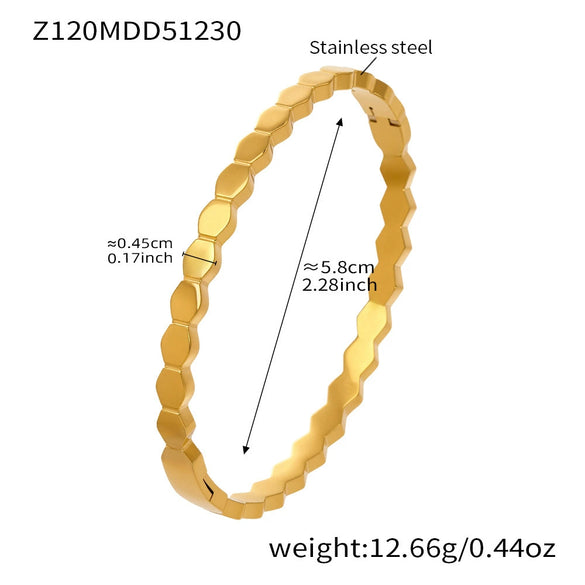 Wholesale Women's Stainless Steel Geometric Bracelet Set Inlaid With Zircon And Plated With 18K Real Gold