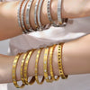 Wholesale Women's Stainless Steel Geometric Bracelet Set Inlaid With Zircon And Plated With 18K Real Gold