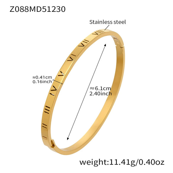 Wholesale Women's Stainless Steel Geometric Bracelet Set Inlaid With Zircon And Plated With 18K Real Gold