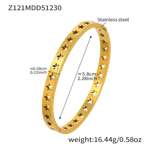 Wholesale Women's Stainless Steel Geometric Bracelet Set Inlaid With Zircon And Plated With 18K Real Gold