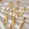 Wholesale Women's Stainless Steel Geometric Bracelet Set Inlaid With Zircon And Plated With 18K Real Gold