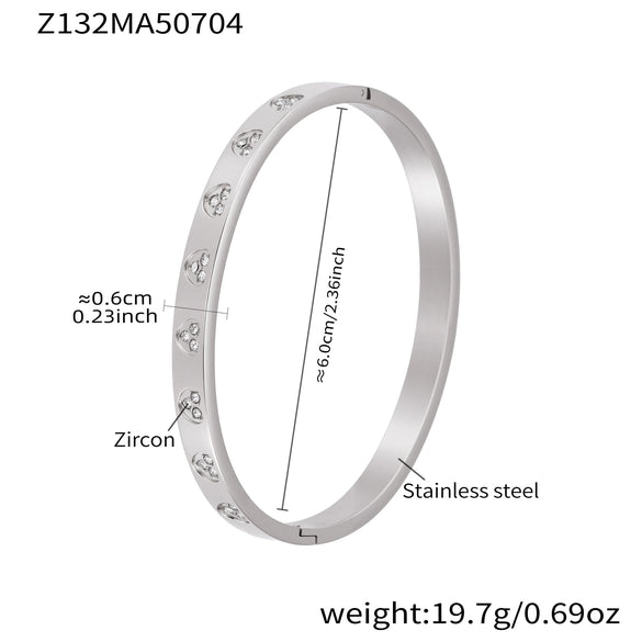 Wholesale Women's Stainless Steel Geometric Bracelet Set Inlaid With Zircon And Plated With 18K Real Gold