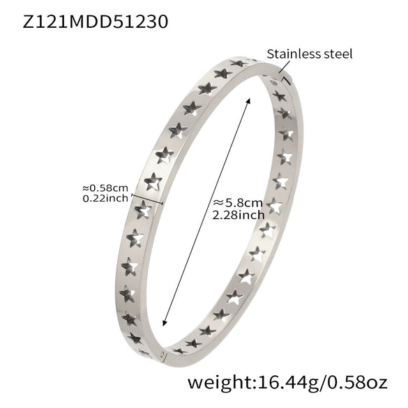 Wholesale Women's Stainless Steel Geometric Bracelet Set Inlaid With Zircon And Plated With 18K Real Gold
