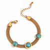 Wholesale Women's Stainless Steel Geometric Braided Mesh Chain Bracelet Electroplated With Blue Turquoise