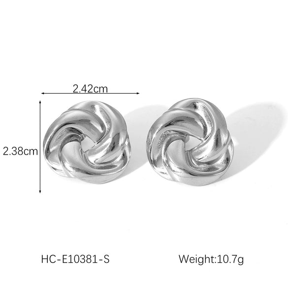Wholesale Women's Stainless Steel Geometric Braided Stud Earrings With Electroplating