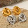 Wholesale Women's Stainless Steel Geometric Braided Stud Earrings With Electroplating