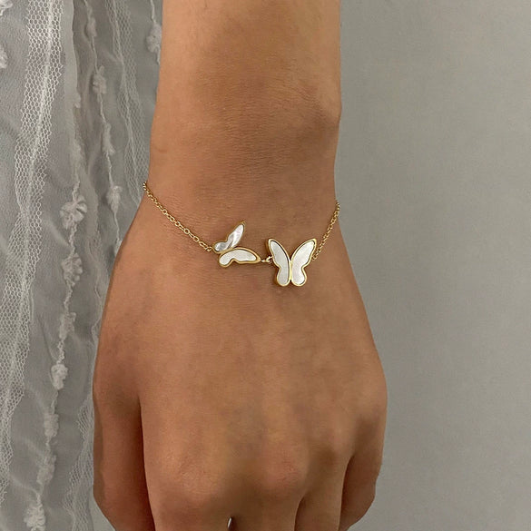Wholesale Women's Stainless Steel Geometric Butterfly Bracelet With Electroplating
