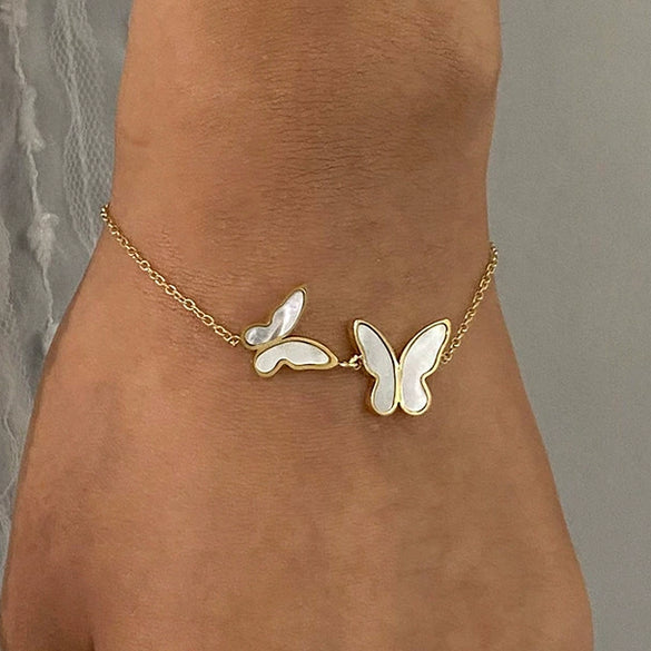 Wholesale Women's Stainless Steel Geometric Butterfly Electroplated Bracelet