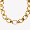 Wholesale Women's Stainless Steel Geometric Casual Style Necklace With 18K Gold Plated Electroplated Ring Chain And Zircon