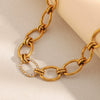 Wholesale Women's Stainless Steel Geometric Casual Style Necklace With 18K Gold Plated Electroplated Ring Chain And Zircon