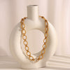 Wholesale Women's Stainless Steel Geometric Casual Style Necklace With 18K Gold Plated Electroplated Ring Chain And Zircon