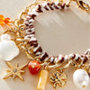 Wholesale Women's Stainless Steel Geometric Christmas Braided Bracelet With Eightpointed Star Moon Pearl Pendant And Electroplated Double Buckle Chain