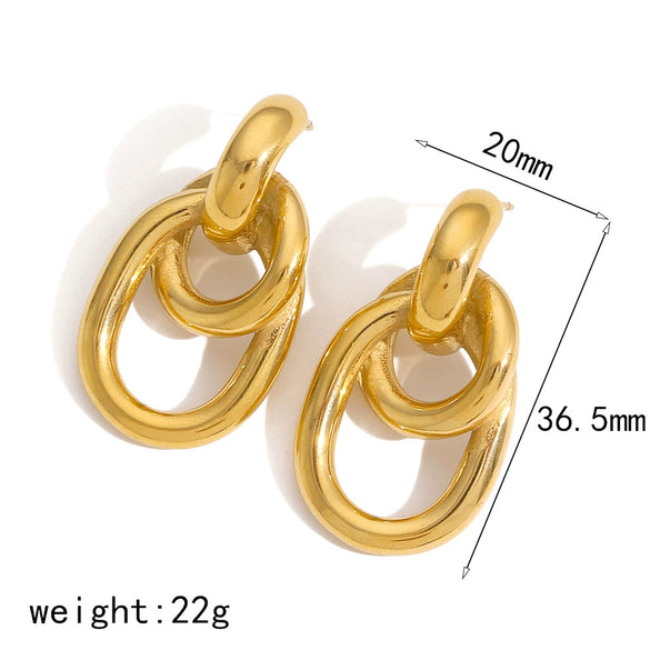 Wholesale Women's Stainless Steel Geometric Circle Electroplated Earrings