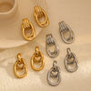 Wholesale Women's Stainless Steel Geometric Circle Electroplated Earrings