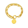 Wholesale Women's Stainless Steel Geometric Coin Pendant Bracelet With Electroplating