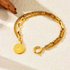Wholesale Women's Stainless Steel Geometric Coin Pendant Bracelet With Electroplating