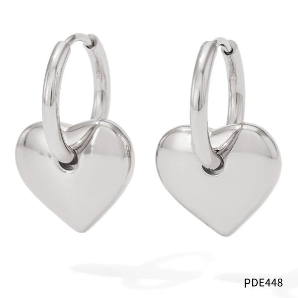 Wholesale Women's Stainless Steel Geometric Color Retaining Ear Jewelry With Peach Heart Shaped Ear Buckle And Electroplating Treatment