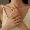 Wholesale Women's Stainless Steel Geometric Colorful Oil Dripping Light Luxury Style Ring 18K Goldplated