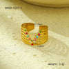 Wholesale Women's Stainless Steel Geometric Colorful Oil Dripping Light Luxury Style Ring 18K Goldplated