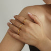 Wholesale Women's 316L Stainless Steel Geometric Cross Fine Twist Finger Ring 18K Gold Plated