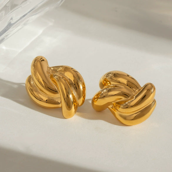 Wholesale Women's Stainless Steel Geometric Cross Knot Electroplated Earrings