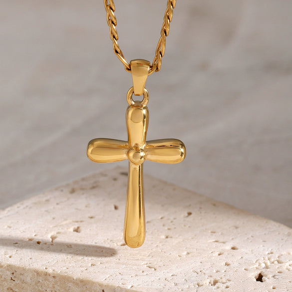 Wholesale Women's Stainless Steel Geometric Cross Necklace With Electroplating