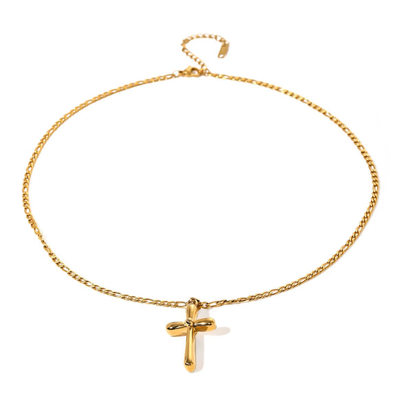 Wholesale Women's Stainless Steel Geometric Cross Necklace With Electroplating