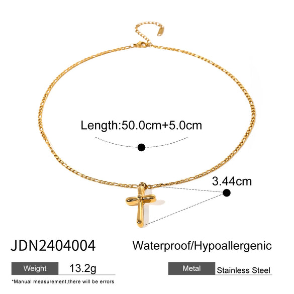 Wholesale Women's Stainless Steel Geometric Cross Necklace With Electroplating
