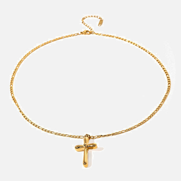 Wholesale Women's Stainless Steel Geometric Cross Necklace With Electroplating