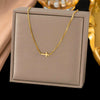 Wholesale Women's Stainless Steel Geometric Cross Pendant Necklace With Real Gold Plating In The Furnace