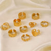 Wholesale Women's Stainless Steel Geometric Cross Ring 18K Gold Plated