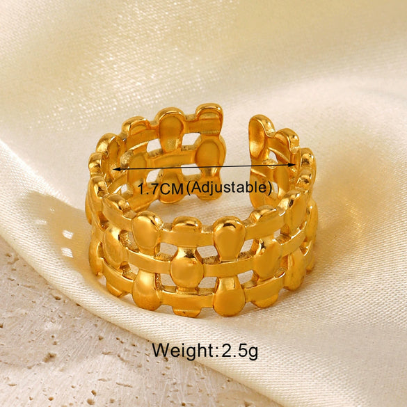 Wholesale Women's Stainless Steel Geometric Cross Ring 18K Gold Plated