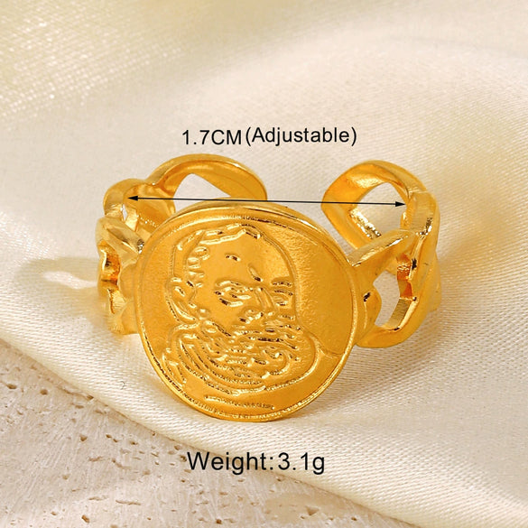 Wholesale Women's Stainless Steel Geometric Cross Ring 18K Gold Plated