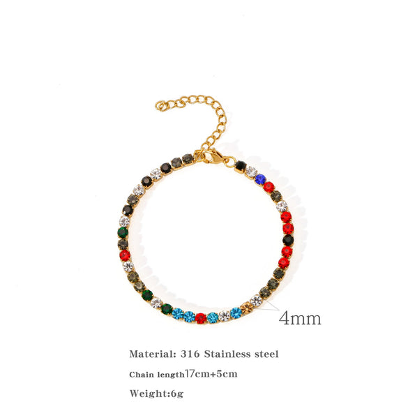 Wholesale Women's Stainless Steel Geometric Crystal Color Zircon Electroplated Bracelet Highend Jewelry