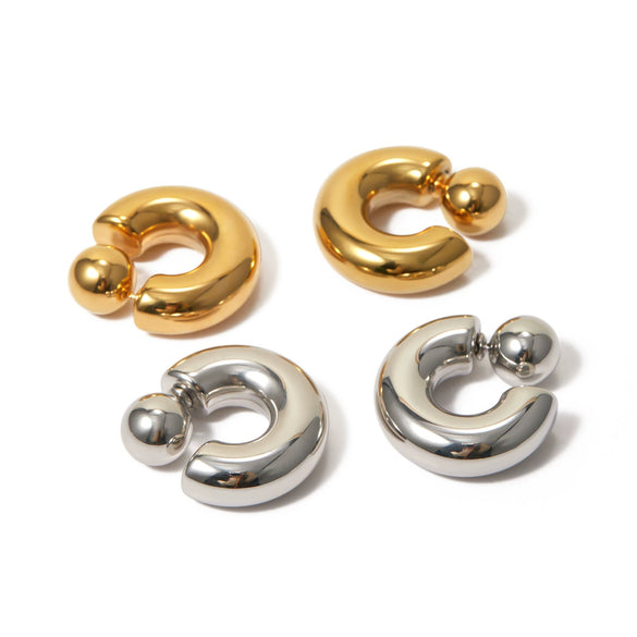 Wholesale Women's Stainless Steel Geometric Cshaped Electroplated Earrings Jewelry