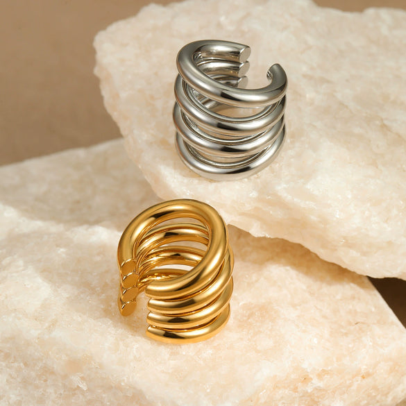 Wholesale Women's Stainless Steel Geometric Cshaped Fashion Cold Wind Electroplated Ear Clip Jewelry